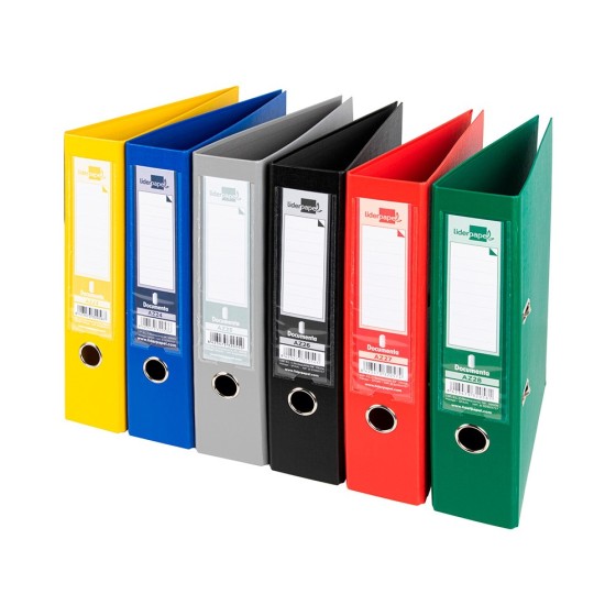 Archivador de palanca liderpapel a4 documenta forrado pvc con rado lomo 75 mm colores surtidos classic