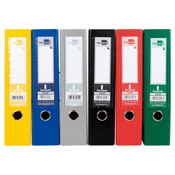 Archivador de palanca liderpapel a4 documenta forrado pvc con rado lomo 75 mm colores surtidos classic