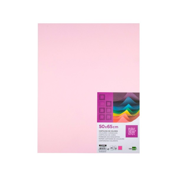 Cartulina liderpapel 50x65 cm 180g/m2 rosa paquete de 25