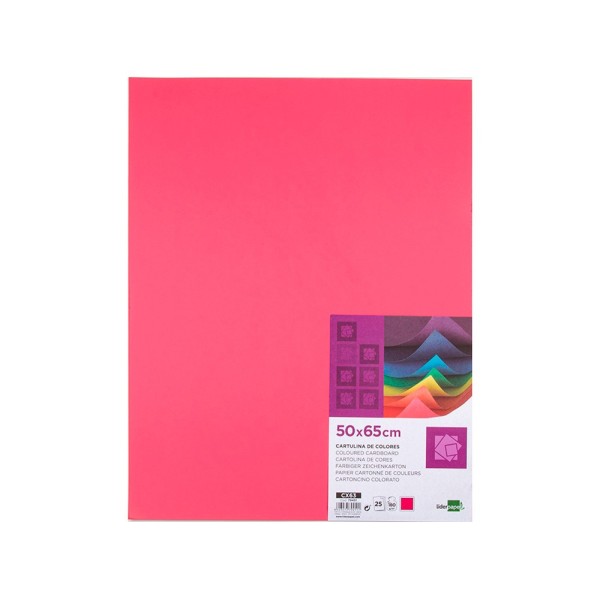 Cartulina liderpapel 50x65 cm 180g/m2 fucsia paquete de 25