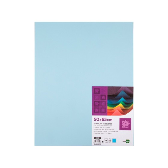 Cartulina liderpapel 50x65 cm 180g/m2 azul paquete de 25