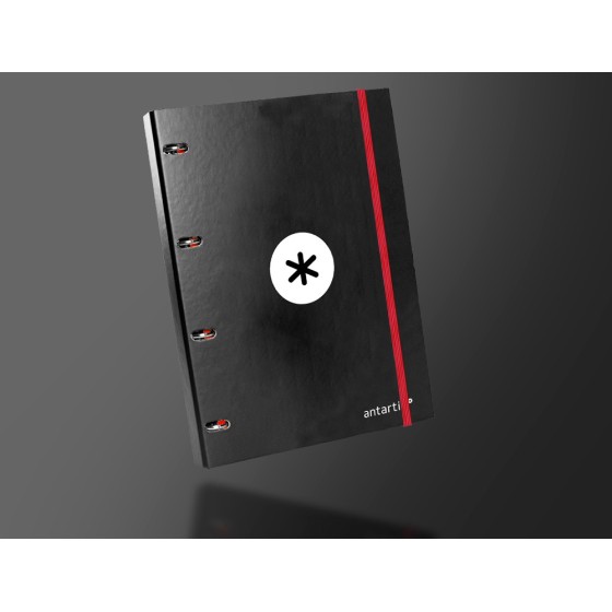 Carpeta con recambio liderpapel antartik a4 cuadro 5 mm forrada 4 anillas 25mm redondas color negro
