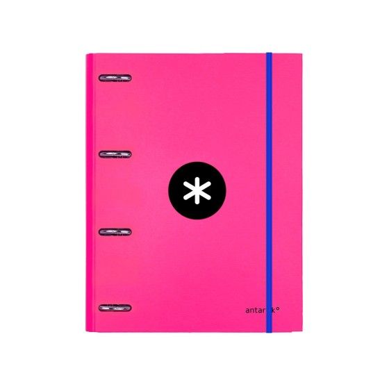 Carpeta con recambio liderpapel antartik a4 cuadro 5 mm forrada 4 anillas 25mm redondas color rosa