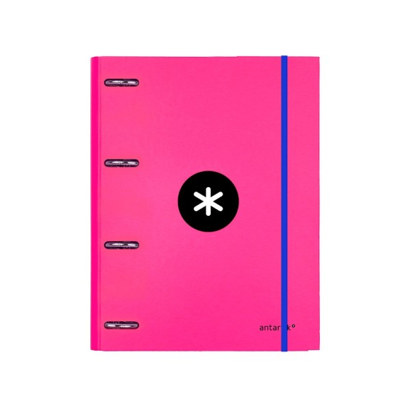 Carpeta con recambio liderpapel antartik a4 cuadro 5 mm forrada 4 anillas 25mm redondas color rosa