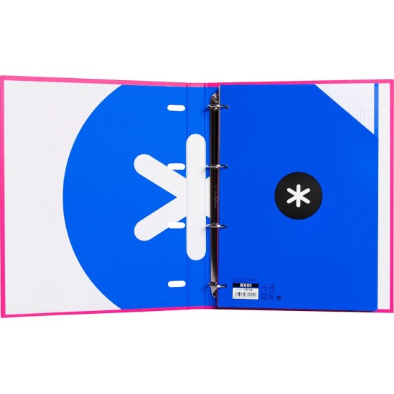 Carpeta con recambio liderpapel antartik a4 cuadro 5 mm forrada 4 anillas 25mm redondas color rosa