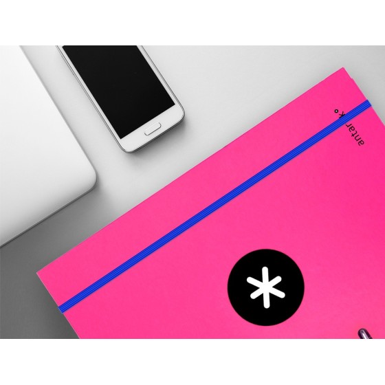 Carpeta con recambio liderpapel antartik a4 cuadro 5 mm forrada 4 anillas 25mm redondas color rosa