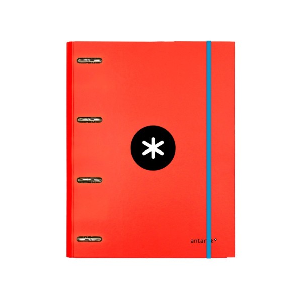 Carpeta con recambio liderpapel antartik a4 cuadro 5 mm forrada 4 anillas 25mm redondas color rojo