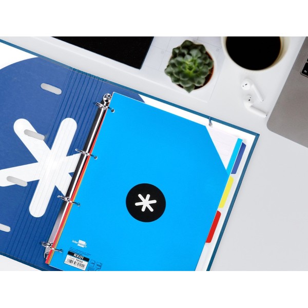 Recambio liderpapel a4 100 hojas 100g/m2 cuadro 5 mm 4 taladros bandas de 5 colores antartik