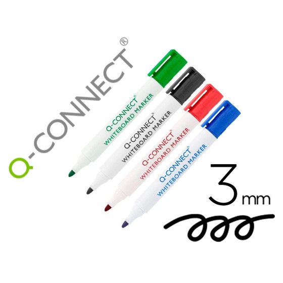 Rotulador q-connect pizarra blanca colores surtidos punta redonda 3.0 mm
