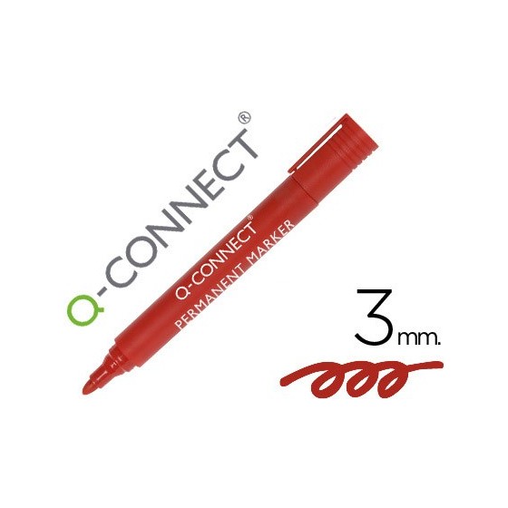 Rotulador q-connect marcador permanente rojo punta redonda 3.0 mm