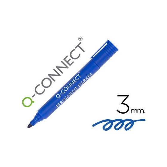 Rotulador q-connect marcador permanente azul punta redonda 3.0 mm