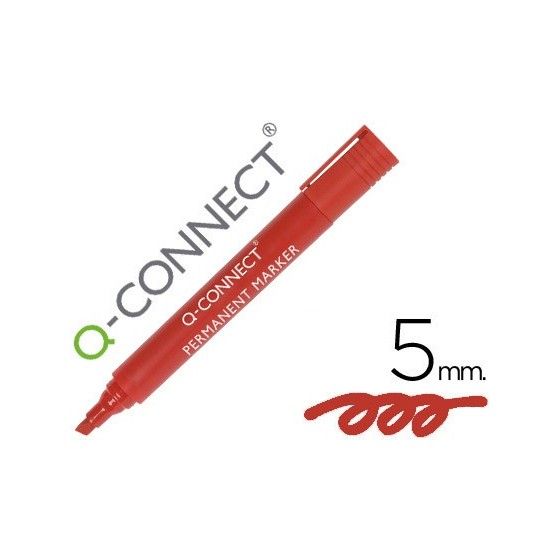 Rotulador q-connect marcador permanente rojo punta biselada 5.0 mm