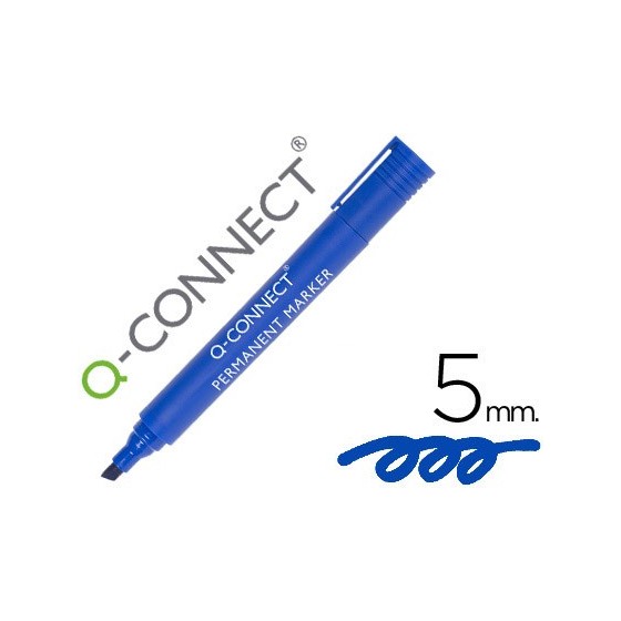 Rotulador q-connect marcador permanente azul punta biselada 5.0 mm