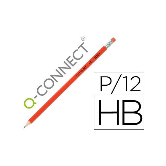 Lapices de grafito q-connect hexagonal con goma n.2 hb