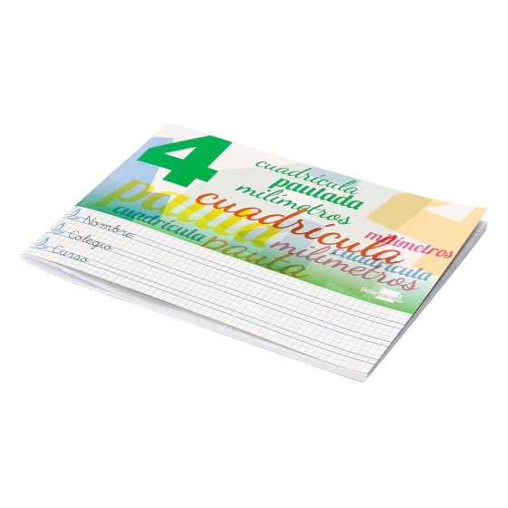 Libreta liderpapel pautaguia tapa cartoncillo 32 hojas din a5 70 g cuadriculado pautado 4 mm apaisado con margen
