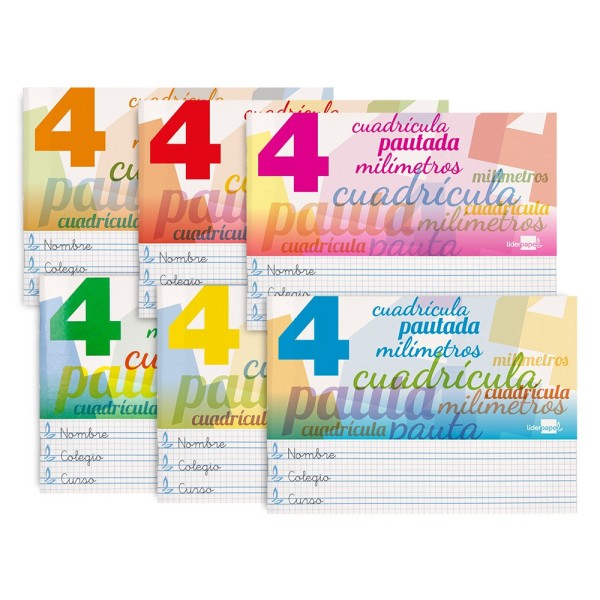 Libreta liderpapel pautaguia tapa cartoncillo 32 hojas din a5 70 g cuadriculado pautado 4 mm apaisado con margen