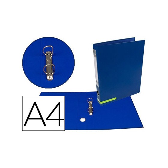 Carpeta de 2 anillas 25 mm mixtas liderpapel a4 forrado color system con ollao y tarjetero azul