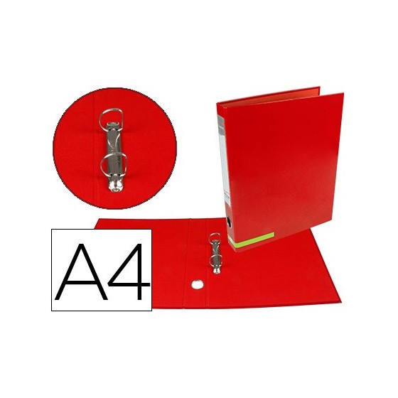 Carpeta de 2 anillas 25 mm mixtas liderpapel a4 forrado color system con ollao y tarjetero rojo