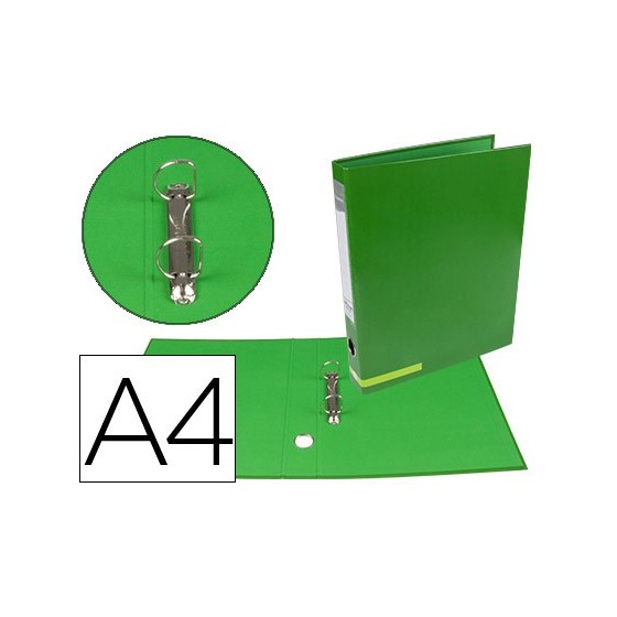 Carpeta de 2 anillas 25 mm mixtas liderpapel a4 forrado color system con ollao y tarjetero verde