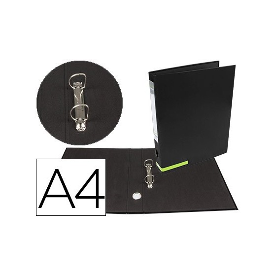 Carpeta de 2 anillas 25 mm mixtas liderpapel a4 forrado color system con ollao y tarjetero negro