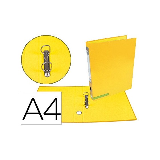 Carpeta de 2 anillas 25 mm mixtas liderpapel a4 forrado color system con ollao y tarjetero amarillo