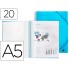 Carpeta liderpapel escaparate con espiral 20 fundas polipropileno din a5 azul