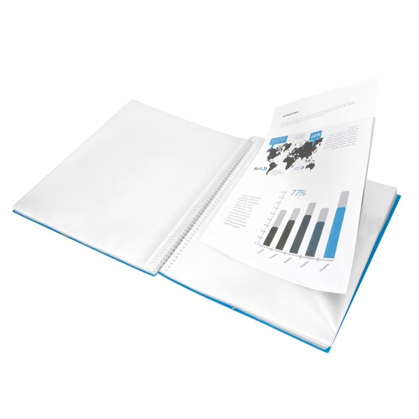 Carpeta liderpapel escaparate con espiral 20 fundas polipropileno din a5 azul