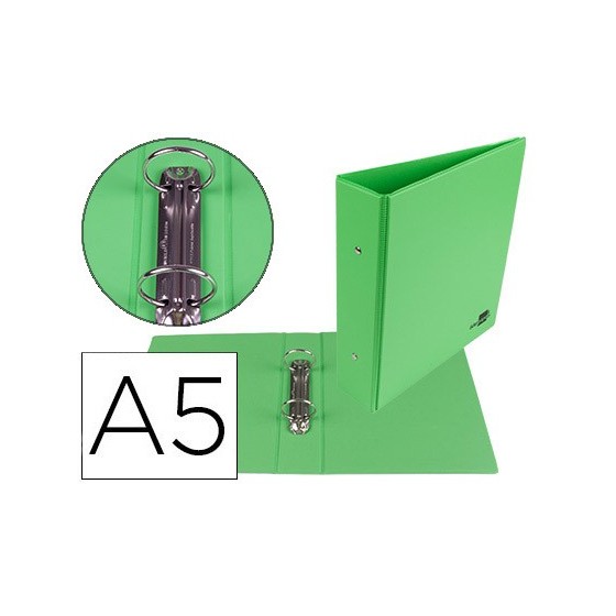 Carpeta de 2 anillas 40 mm redondas liderpapel a5 carton forrado pvc verde
