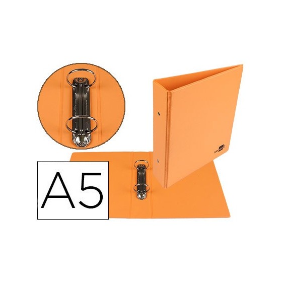 Carpeta de 2 anillas 40 mm redondas liderpapel a5 carton forrado pvc naranja