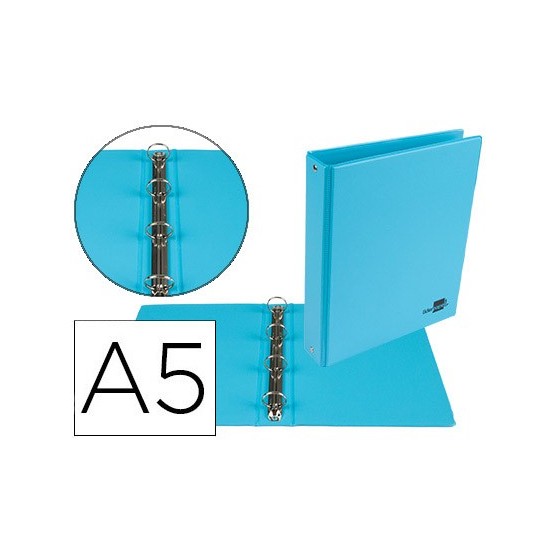Carpeta de 4 anillas 25 mm redondas liderpapel a5 carton forrado pvc azul