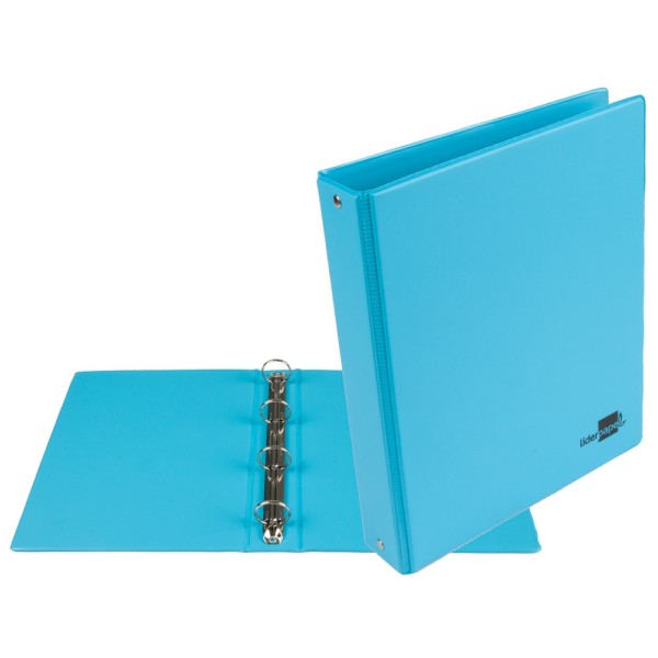 Carpeta de 4 anillas 25 mm redondas liderpapel a5 carton forrado pvc azul