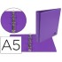 Carpeta de 4 anillas 25 mm redondas liderpapel a5 carton forrado pvc violeta