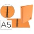 Carpeta de 4 anillas 25 mm redondas liderpapel a5 carton forrado pvc naranja