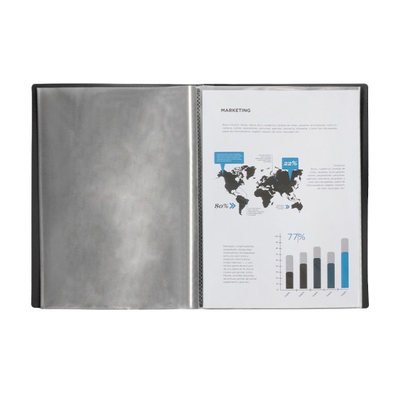 Carpeta liderpapel escaparate 40 fundas pvc folio negro