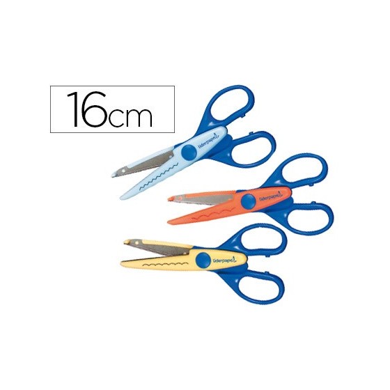 Tijera escolar liderpapel cortes en zig-zag, ondas pequeñas y ondas grandes unidad