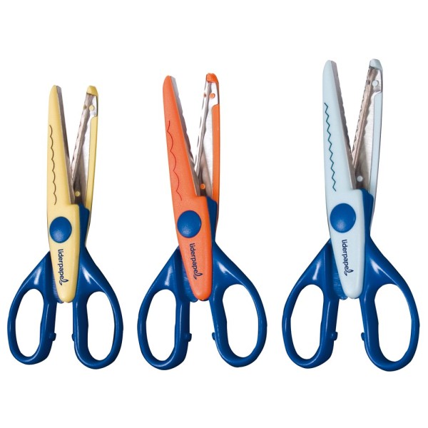 Tijera escolar liderpapel cortes en zig-zag, ondas pequeñas y ondas grandes unidad