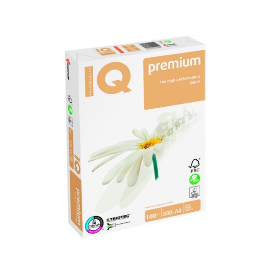 Papel fotocopiadora iq premium din a4 100 gramos paquete de 500 hojas
