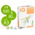 Papel fotocopiadora iq premium din a3 80 gramos paquete de 500 hojas