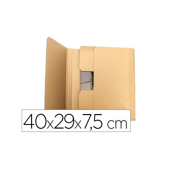 Caja para embalar q-connect libro medidas 400x290x75 mm espesor carton 3 mm