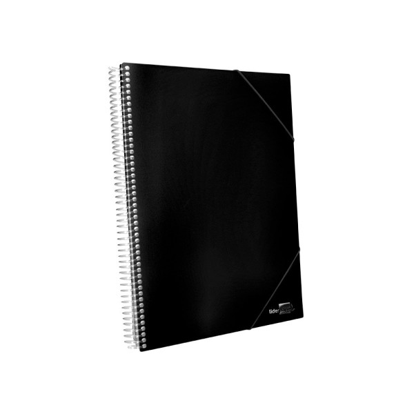 Carpeta liderpapel escaparate con espiral 80 fundas polipropileno din a4 negro
