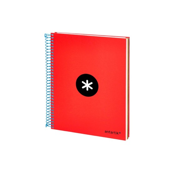 Cuaderno espiral liderpapel a5 micro antartik tapa forrada120h 100gr cuadro 5mm 5 bandas6 taladros colores surtidos