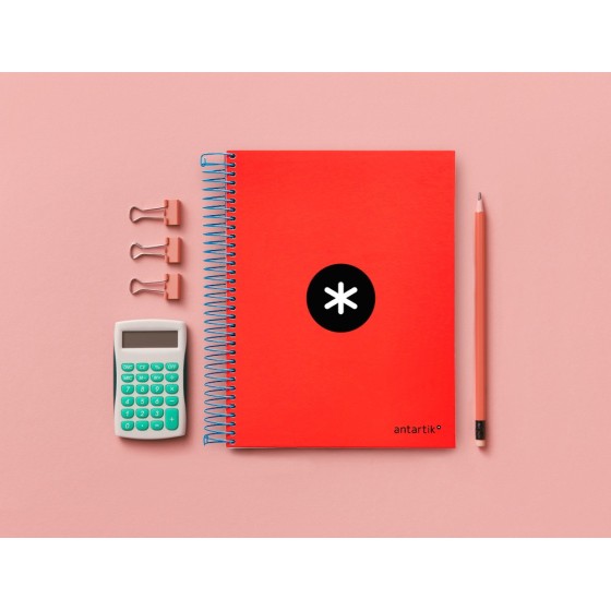 Cuaderno espiral liderpapel a5 micro antartik tapa forrada120h 100gr cuadro 5mm 5 bandas6 taladros colores surtidos