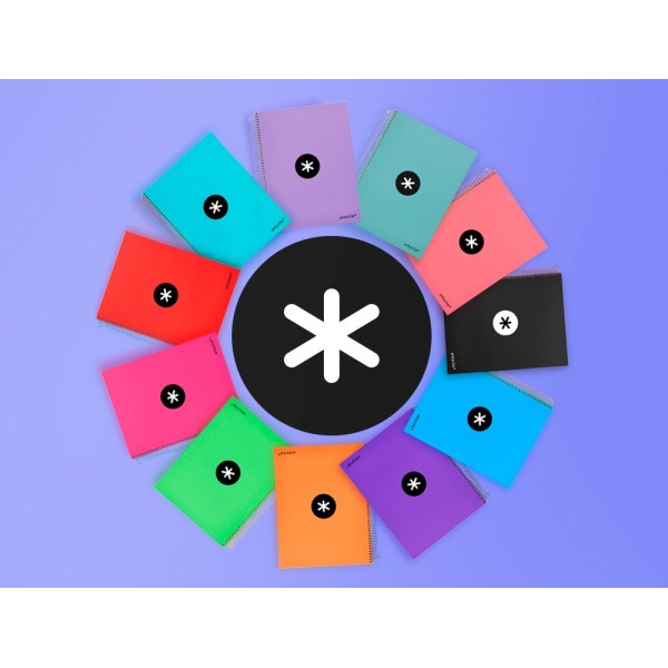 Cuaderno espiral liderpapel a4 micro antartik tapa forrada 120h 100 gr horizontal 5 bandas 4 taladros colores surt