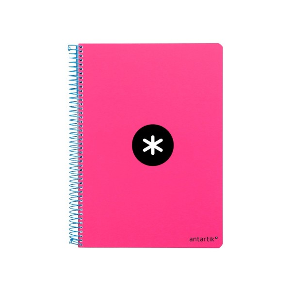 Cuaderno espiral liderpapel a4 micro antartik tapa dura 80h 100 gr cuadro 5mm sin bandas 4 taladros color rosa fluor