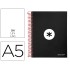 Cuaderno espiral liderpapel a5 micro antartik tapa forrada 120h 100g liso con bandas 6 taladros color negro