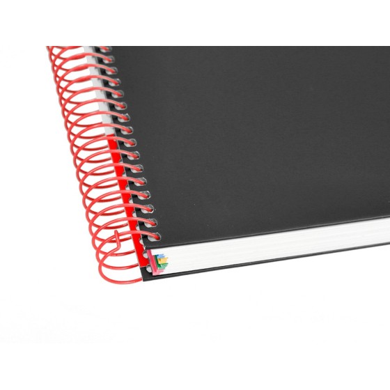 Cuaderno espiral liderpapel a5 micro antartik tapa forrada 120h 100g liso con bandas 6 taladros color negro
