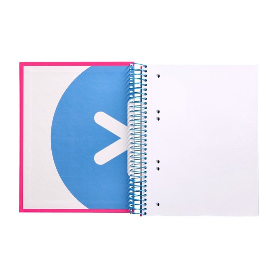 Cuaderno espiral liderpapel a5 micro antartik tapa forrada 120h 100 gr liso con bandas 6 taladros color rosa fluor