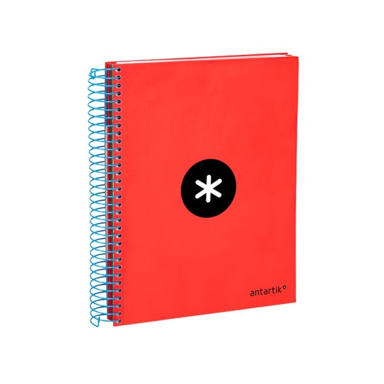 Cuaderno espiral liderpapel a5 micro antartik tapa forrada 120h 100g liso con bandas 6 taladros color rojo
