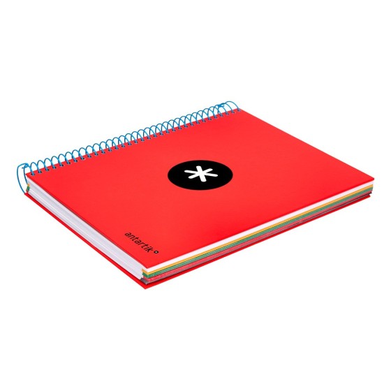 Cuaderno espiral liderpapel a5 micro antartik tapa forrada 120h 100g liso con bandas 6 taladros color rojo