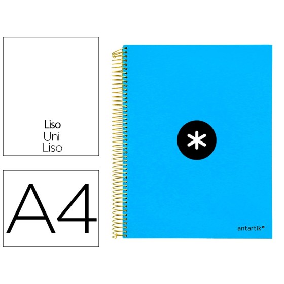 Cuaderno espiral liderpapel a4 micro antartik tapa forrada 120h 100 gr liso con bandas 4 taladros color azul